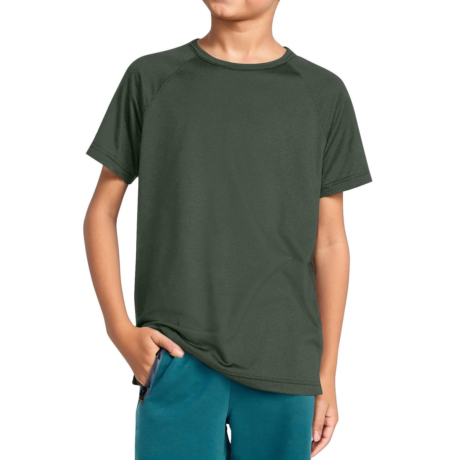 Футболка для мальчиков с круглым вырезом и рукавами-плунжерами 100 армия зеленый