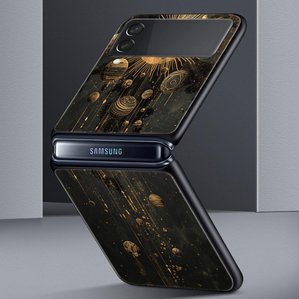 Fashion Starry Sky Stars Hard PC Phone Case For Samsung Galaxy Z Flip 7 6 5 4 Black Cover For Galaxy Z Flip 3 Foldable Funda Bag