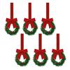 Yousheng 6 Pcs Small Christmas Wreath with Ribbon Artificial Cabinet Wreath with Red Berries Pine Cones for Home Kitchen Window Door Decor