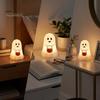 Festival Atmosphere Supplies Cute Ghost Holding Pumpkin Bucket Table Lamp, Halloween Spooky Bedside Christmas Eve Party Small LED Night Light