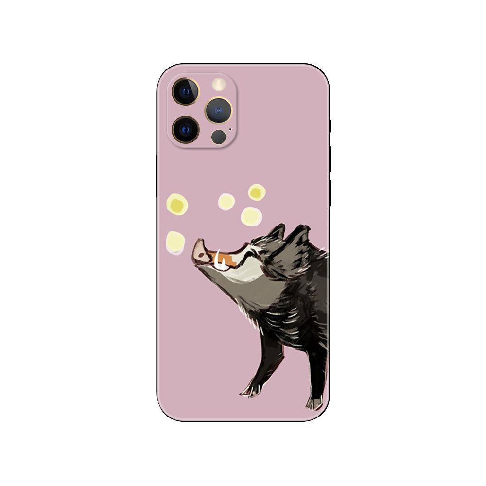 Kawaii Pig Phone Case for Iphone 5 5s 2020se 6 6s 7 8 Plus X 10 XR XS 11 12 13 Mini Pro MAX Black Tpu Back Cover