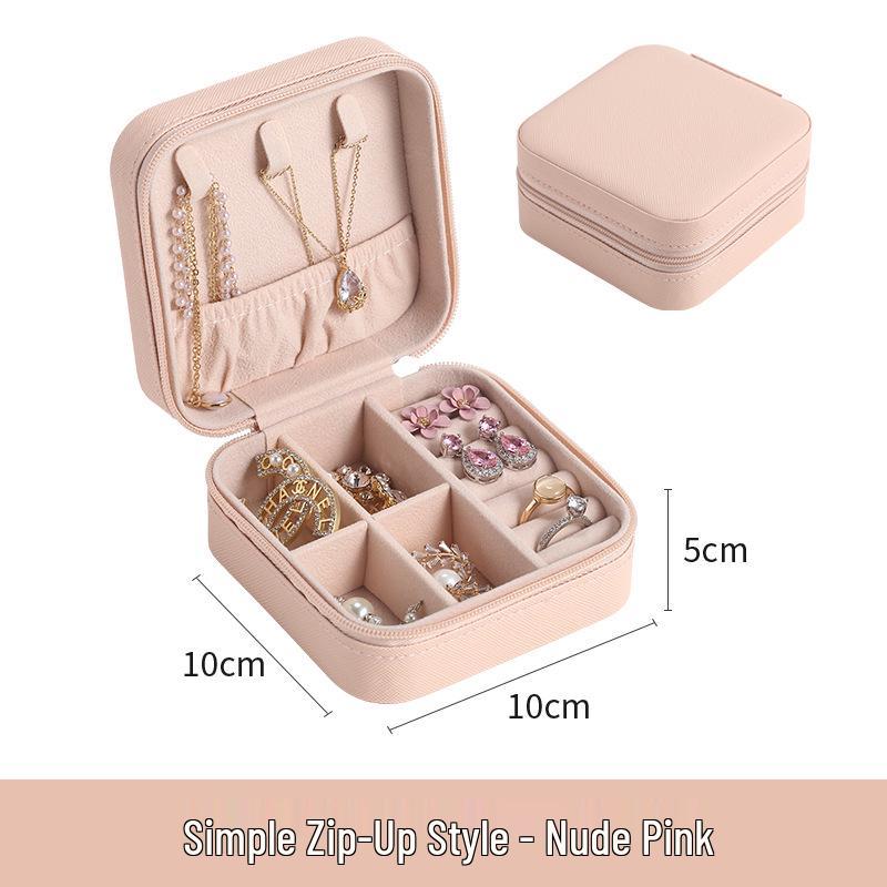 Compact Travel Jewelry Box with Flip-Top for Ring and Earring Storage