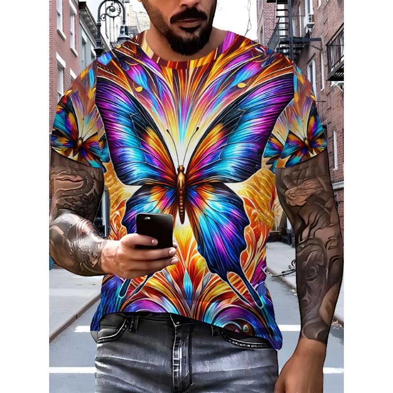 Modna męska koszulka z krótkim rękawem i okrągłym dekoltem z nadrukiem 3D, rozmiary plus, letnie casualowe T-shirty