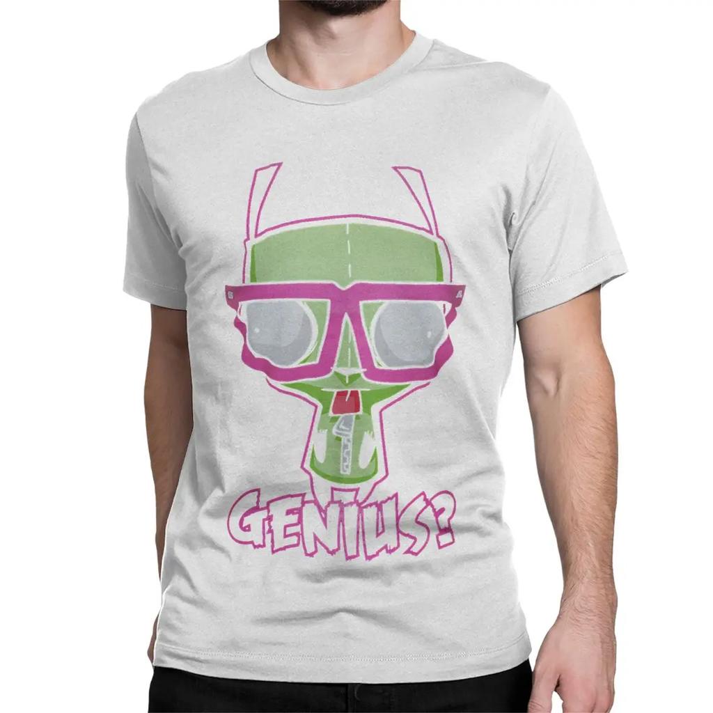Kawaii Invader Zim Print T-Shirt Men's Cotton Awesome T-Shirt Round Neck T-Shirt Short Sleeve Clothing Graphic T Shirts