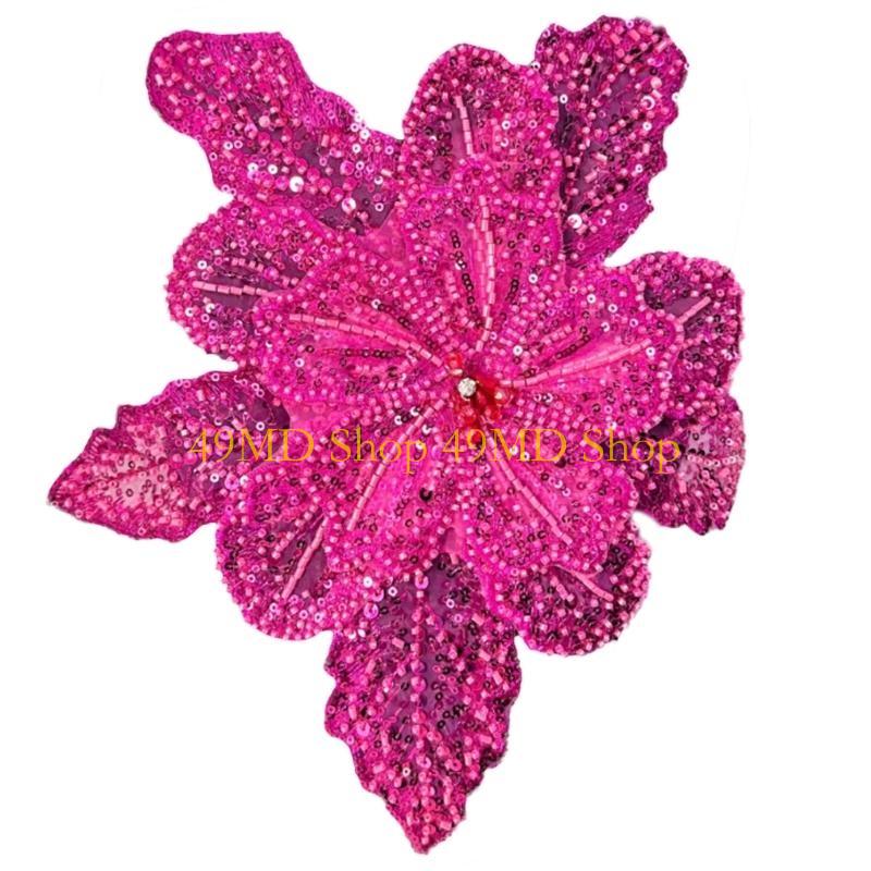 49MD Eye-Catching Flower Applique Sequined Sewing On Patches for Wedding Dress