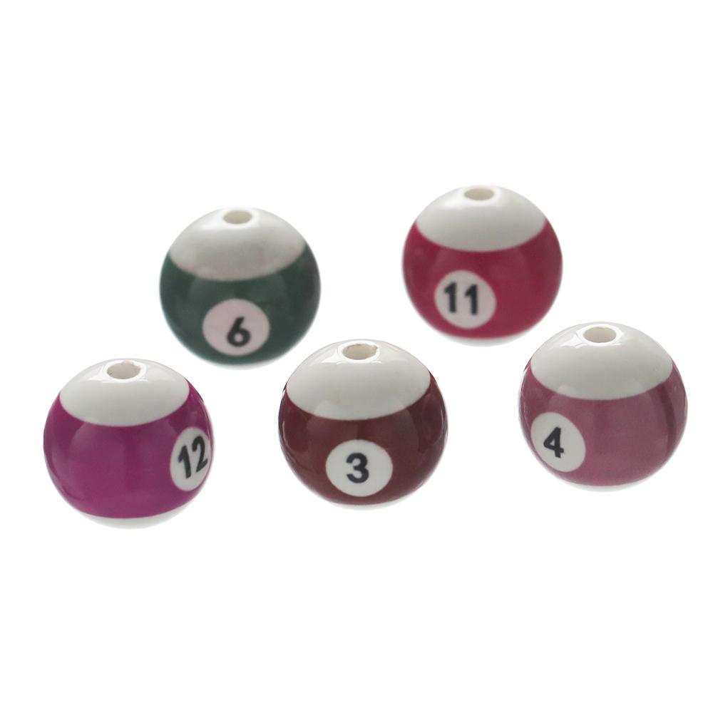 10pcs/Lot 16mm Colorful Acrylic Big Hole Billiards Ball Beads for Jewelry Making DIY Bracelet Necklace Accessories