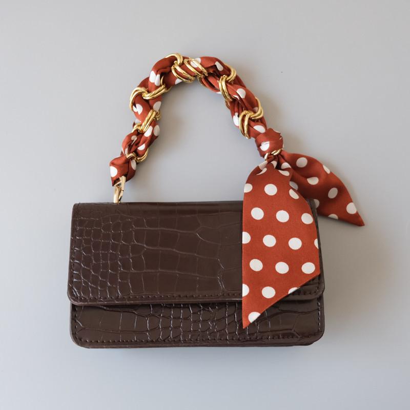 Neue Mode Frühling Sommer Frau Handtasche Zubehör Teil Ketten Abnehmbare Ersatz Red Dot Seide Scarve Strap Frauen DIY Kette