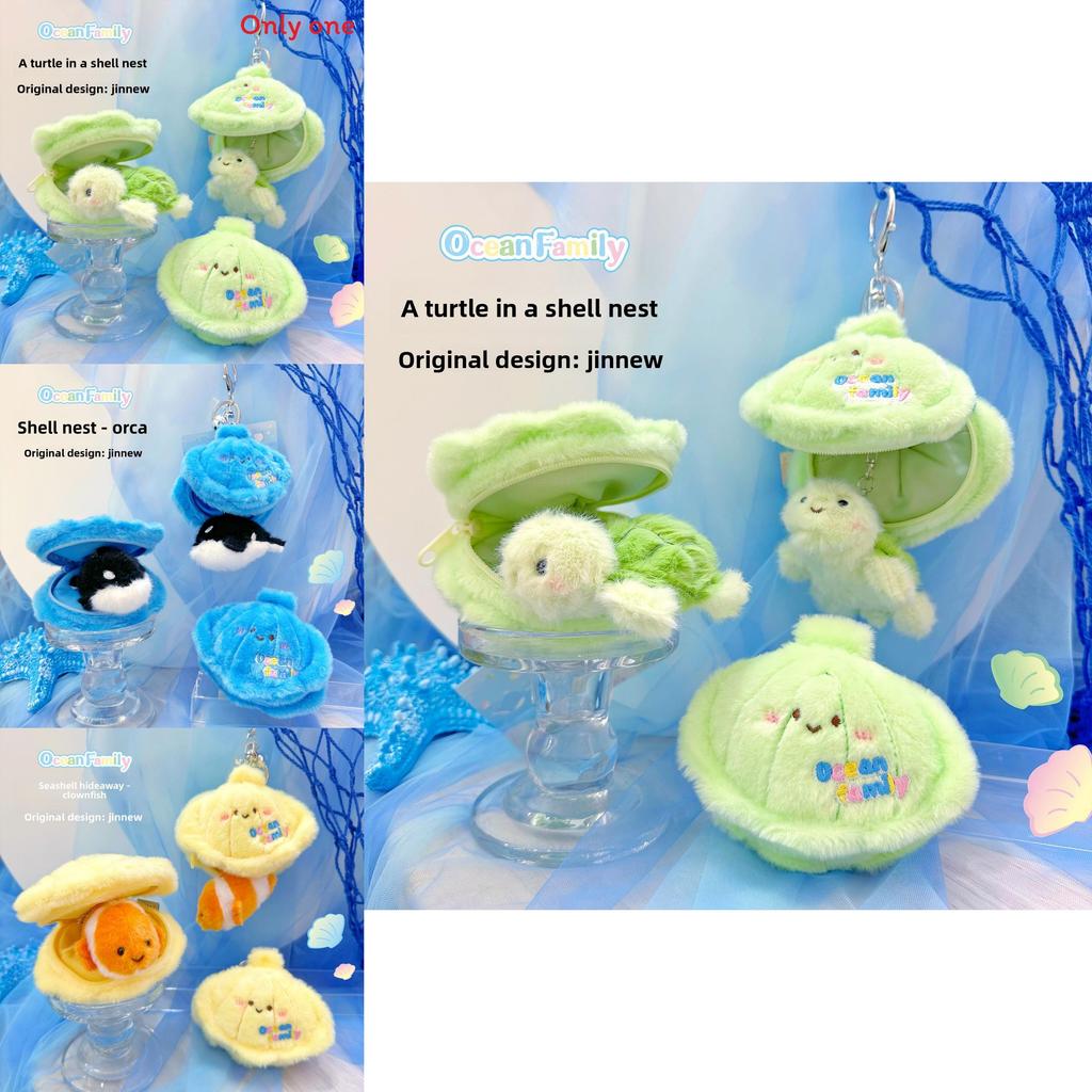 Ocean Family Shell Cozy Plush Keychain With Turtle Octopus Crab Designed In Shells For Kids And Collectors