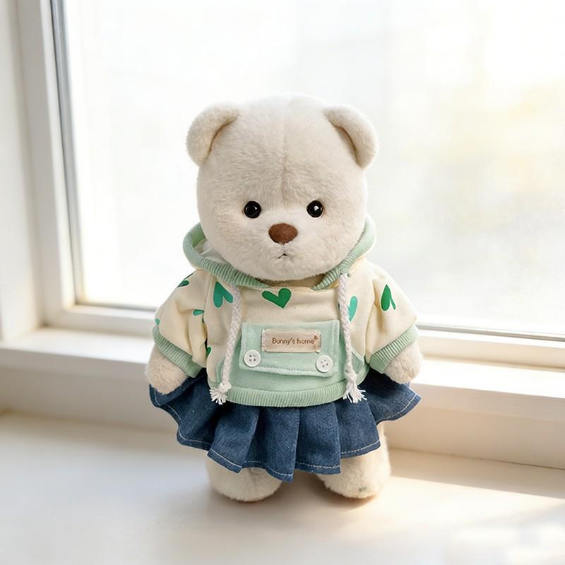 Medium Bear Outfit - Blue Pink Striped Carrot Overalls Set