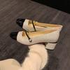 Grape Mother Studiolee Sparkling Sequins Banquet Small Fragrant Style Square Head Word with Thick Heel Mary Jane Single Shoes Women
