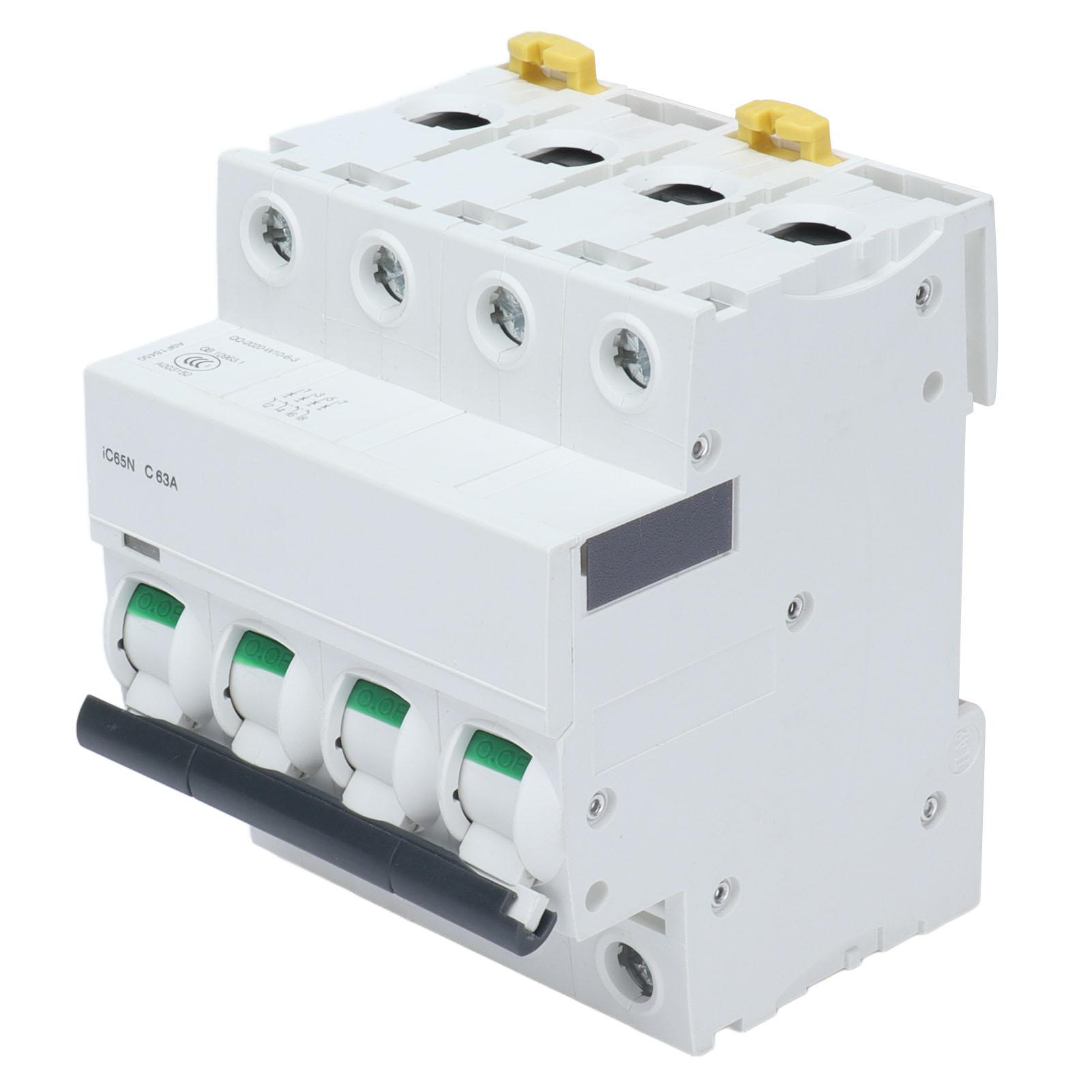 

Circuit Breaker MCB 4P Low Voltage DIN Rail Mount AC 400V 63A for Home Equipment
