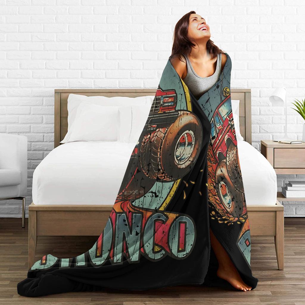 Monster Trucks Bronco 4x4 1978 Blanket Super Soft Novelty Plush Throw Girls Boys Home Decor Flannel Bedspread Bed Cover