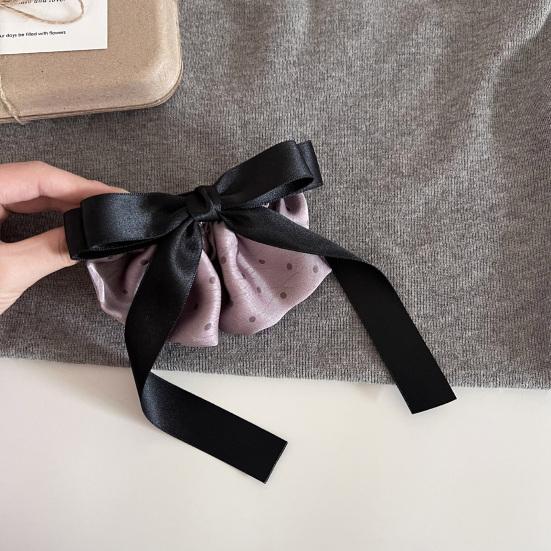 Hairpin French Style Satin Texture Dot Print Ribbon Bowknot Decor Spring Hair Clip Versatile Lightweight Hair Accessory