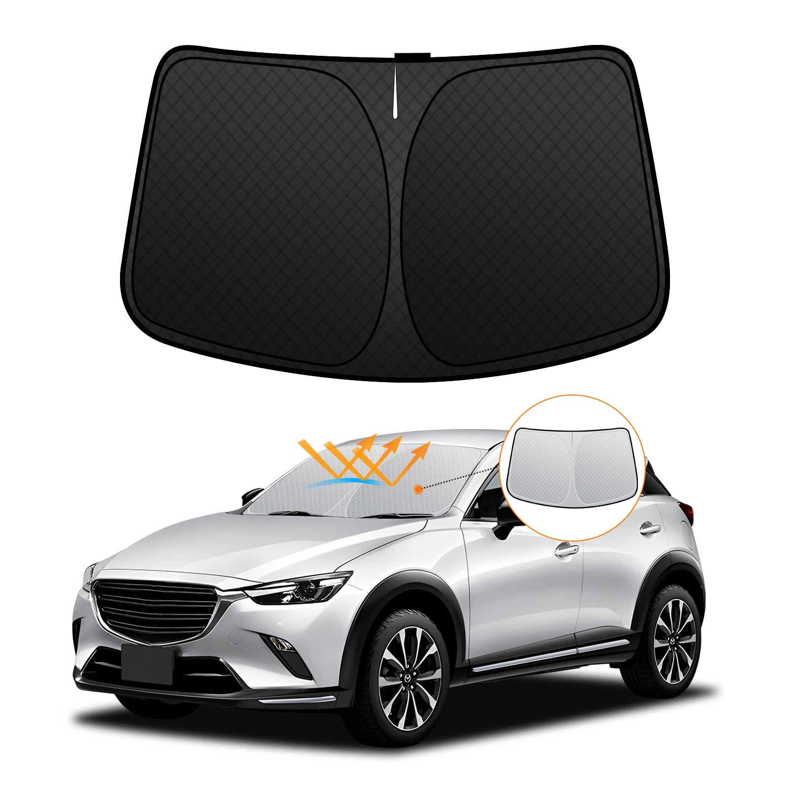 

Mazda DK Series Windshield UV No Suction Cups Light Summer UV Easy Installation and Interior Includes Storage Bag [Enhanced Edition] CX-3 (Models