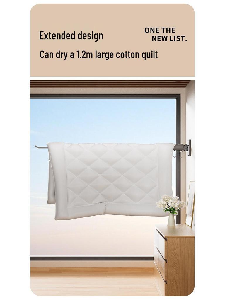 Wall-Mounted Retractable Folding Clothes Drying Rack for Indoor/Balcony Use