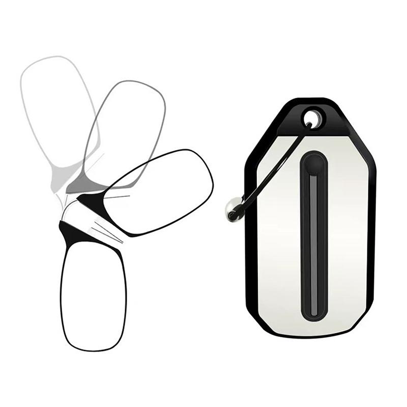 Folding Legless Nose Clip Reading Glasses Men Women Mini Portable Hyperopia Eyeglasses With Keychain Glasses Box