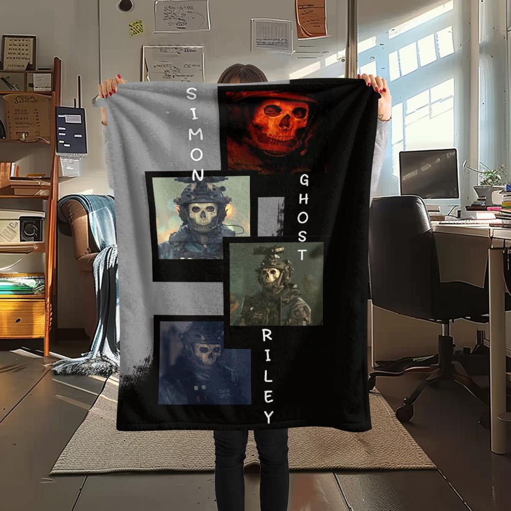 1PC GHOST Print Flannel Blanket, High quality Comfortable for All Seasons, Home Decor, Warmth and Comfort, Perfect for Christmas Gifts160