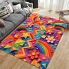 Colorful Geometric Carpet with Stars, Rainbows, and Floral Design Suitable for Use As an Anti-slip for Living Room Bedroom Sofas