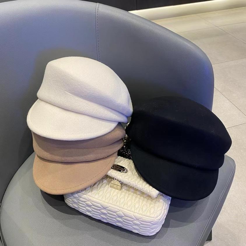 2025 Wool Newsboy Beret Hat for Women, Autumn Winter Felt Cap with Earflaps, Trendy British Korean Style Baker Boy Trooper Hat