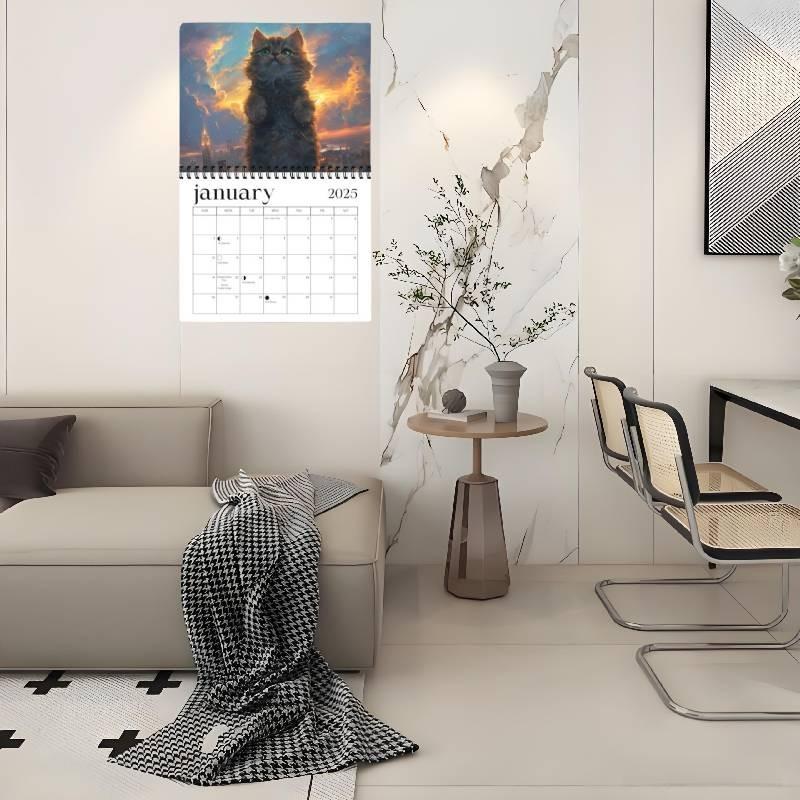 Cosmic 2025 Cat Calendar Fashion Spiral Living Room Wall Decoration Calendar