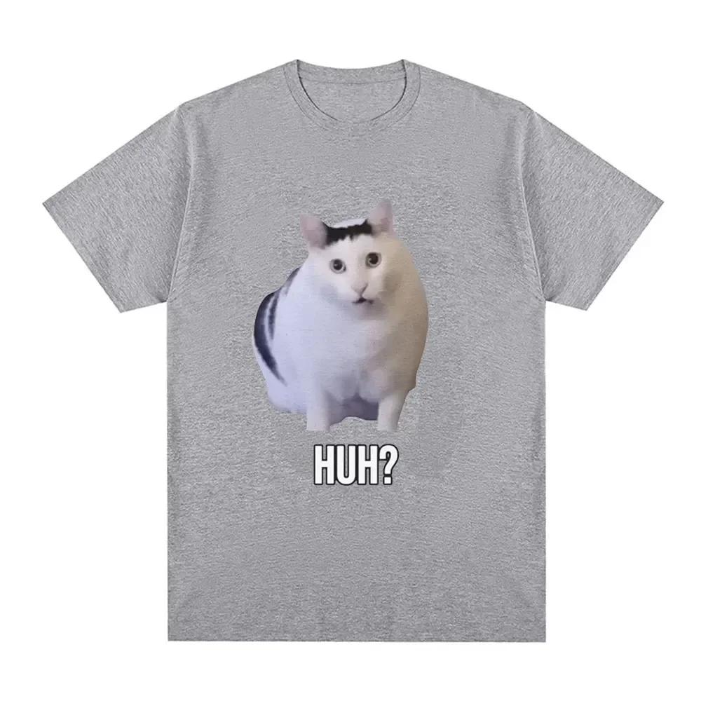Cat Saying Huh Funny Meme T-shirt Women Breathable Short Sleeve T Shirts Fashion Harajuku Tee Shirt
