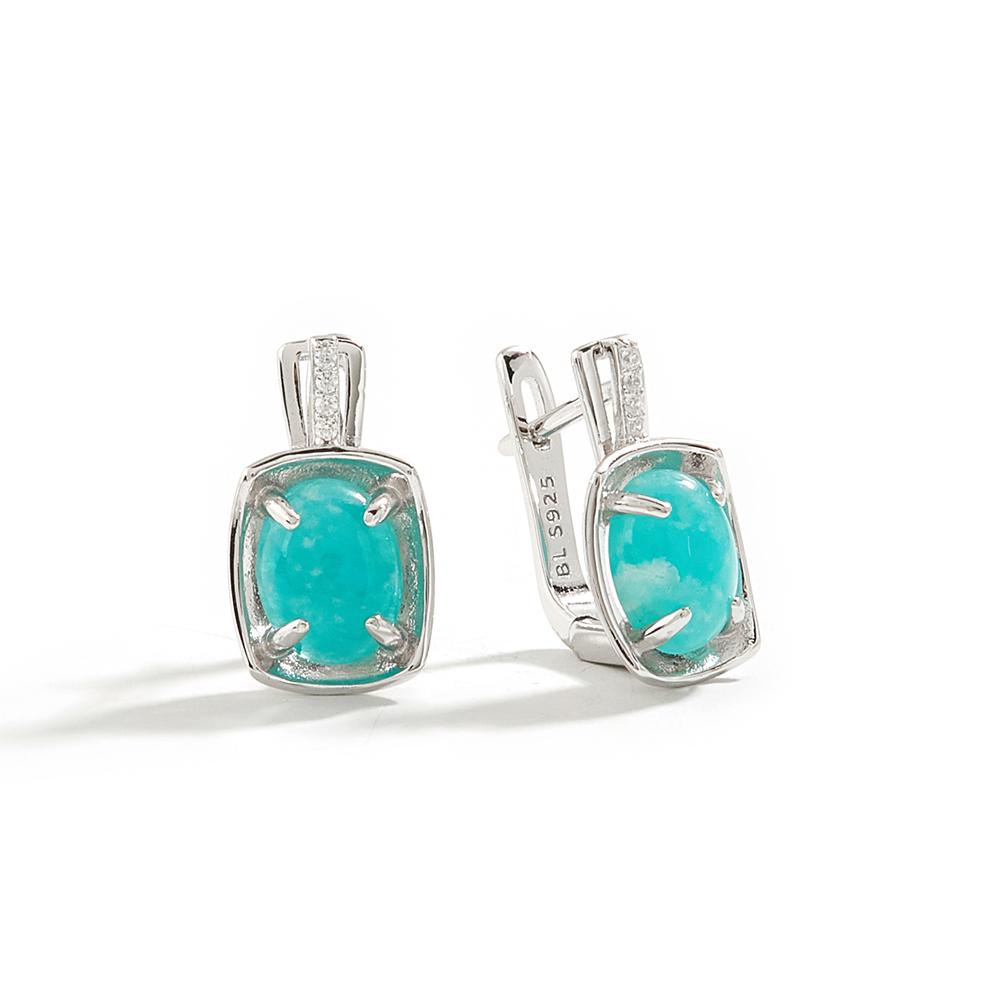 Natural Amazonite Jewelry Set Oval 7*9mm Earring Ring Real Gemstone925 Sterling Silver Fine Jewelry for Women Wife Mom Nice Gift