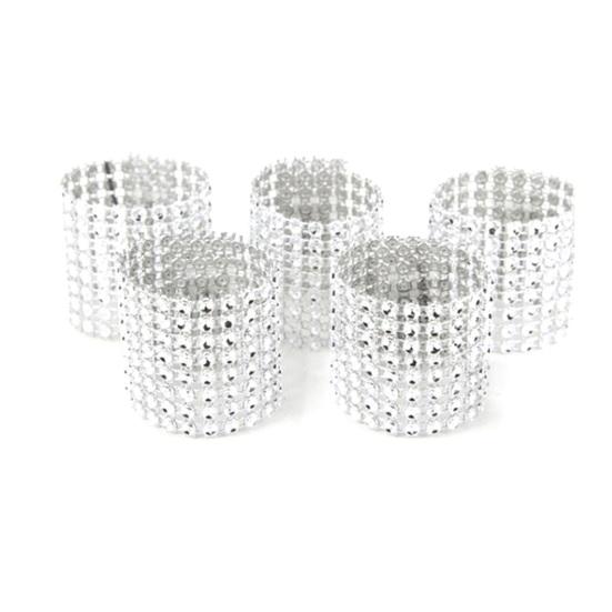 8Pcs/Set Serviette Rustproof Circles Anti-deformation Hollow Design Rhinestone 8 Rows Banquet Cloth Napkin