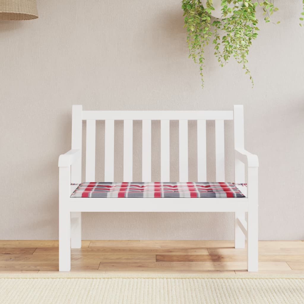 Garden Bench Cushion Red Checkered Pattern 100 X 50 X 3 Cm Oxford Fabric