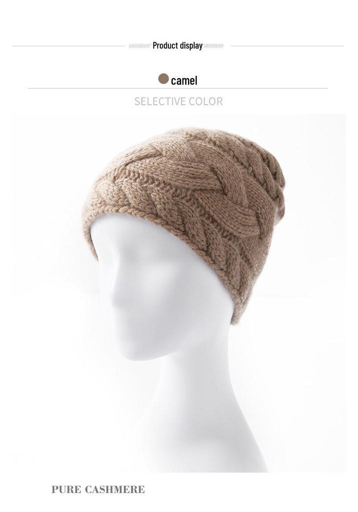 Damen 100% Reines Kaschmir Strickmütze - Modisch, Warm, Einfarbige, Stilvoll, Vielseitig, Lässig