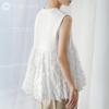 J-Scott Women's Feather Blouse, Sleeveless, Round Neck, Mixed Material, Fringe, Shaggy, White, JS173-WH-L (Limited Stock)
