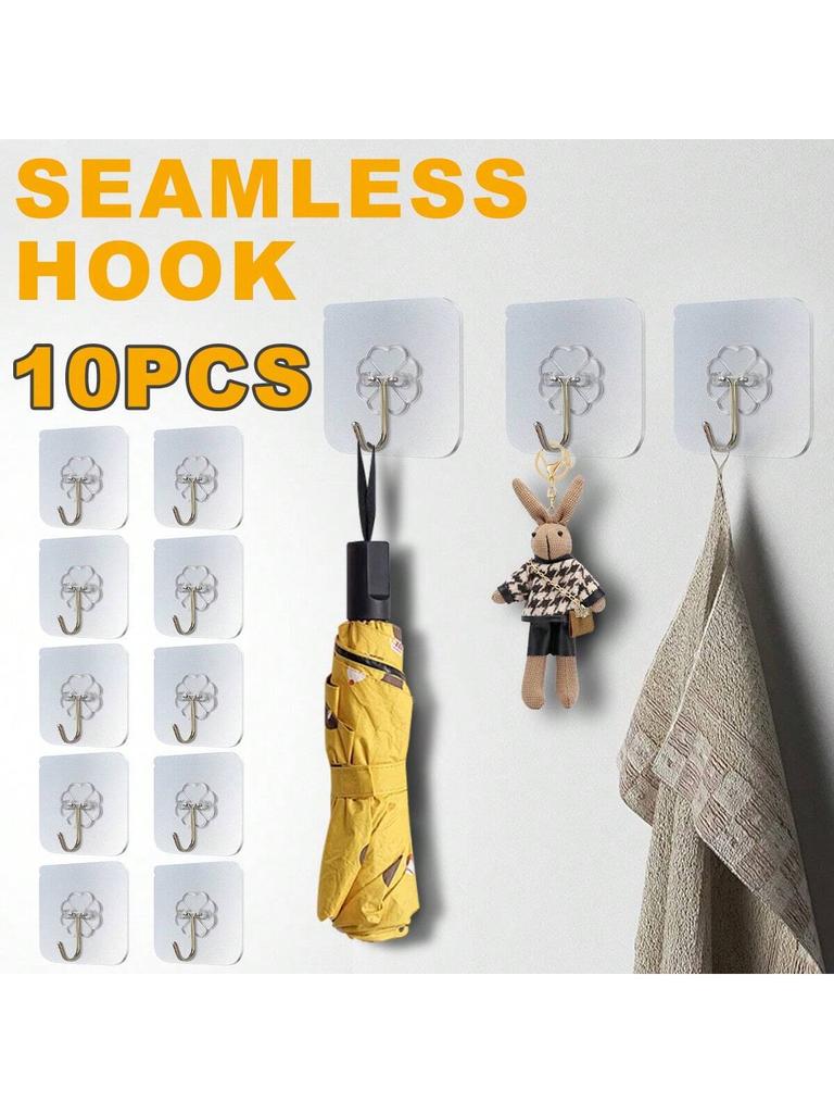 10/30PCS Transparent Seamless Adhesive Hooks, Strong Wall Mounted Hooks, Photo Frame Traceless And N