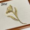 Pin Women Brooch Sparkling Rhinestones Flower Leaf Shape Lapel Versatile