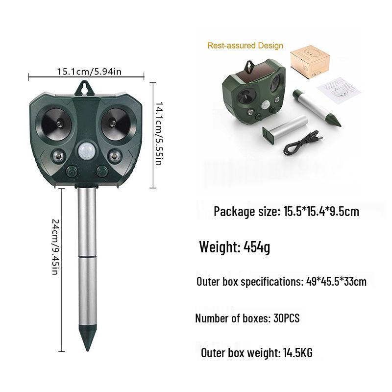 Solar-Powered Ultrasonic Pest & Bird Repeller with Infrared Sensor
