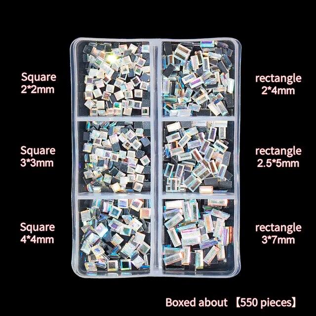 1Box Mix Sizes Ss6-ss20 Glass Non Hot Fix Rhinestone Flat Back Crystal Stone Strass Glitters Nail Diamond For DIY Garment