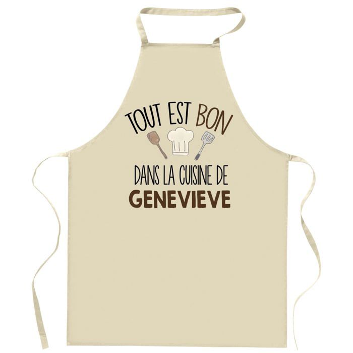 Tablier de cuisine - Tout est bon dans la cuisine de GENEVIEVE - Impression Bretonne - Coton résistant - Made in France