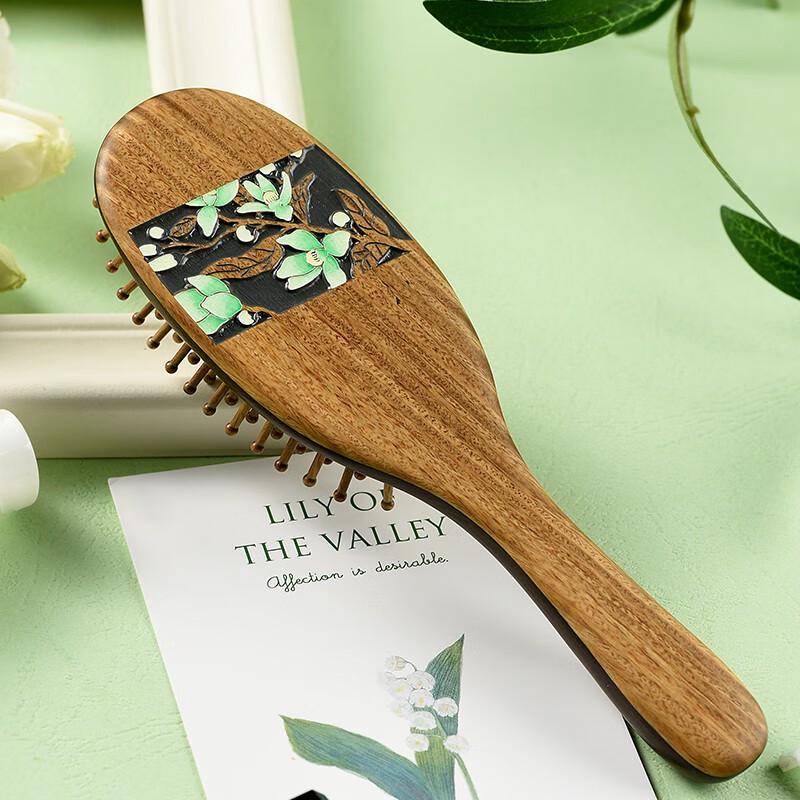 Tan Mujiang Green Sandalwood Airbag Massage Comb Gift Set