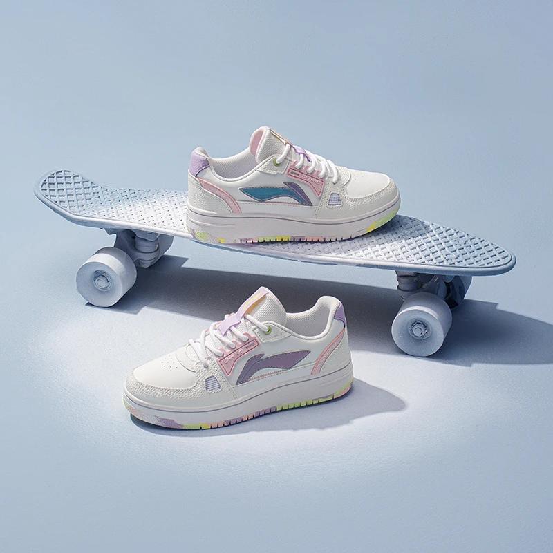 Li-Ning Cloud Anti-Kick Anti-Slip Shock Absorbing Wear-Resistant Breathable Supportive Lightweight Low-Top Skate Shoes Kids Sneakers YKCS096-66