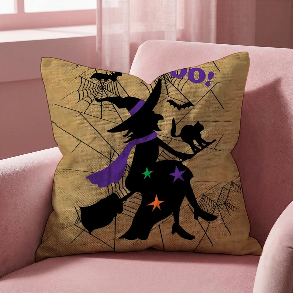 Scary Halloween Bat Pumpkin Cushion Cover Multi-Scene Pillow Cover for Home & Car - Reversible, Soft & Durable for Daily Use