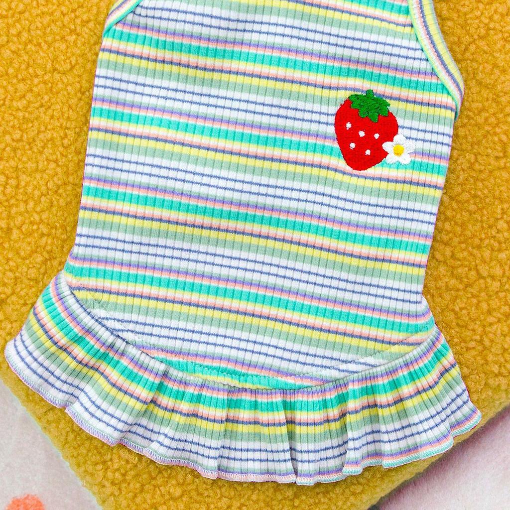 Striped Strawberry Princess Dress for Small Dogs - Spring/Summer Collection