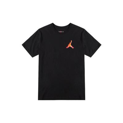 Camiseta Masculina Manga Curta Gola Redonda Cor Sólida com Logo Estampado Tops Preto DH8967-010
