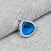 Blue Topaz Natural Gemstone Jewelry  Handmade Pendant  925 Solid Sterling Silver For Wedding Gift