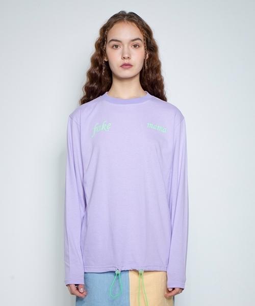 Fake Mama Fm Long Sleeve String T-Shirt [Lavender] Lavender