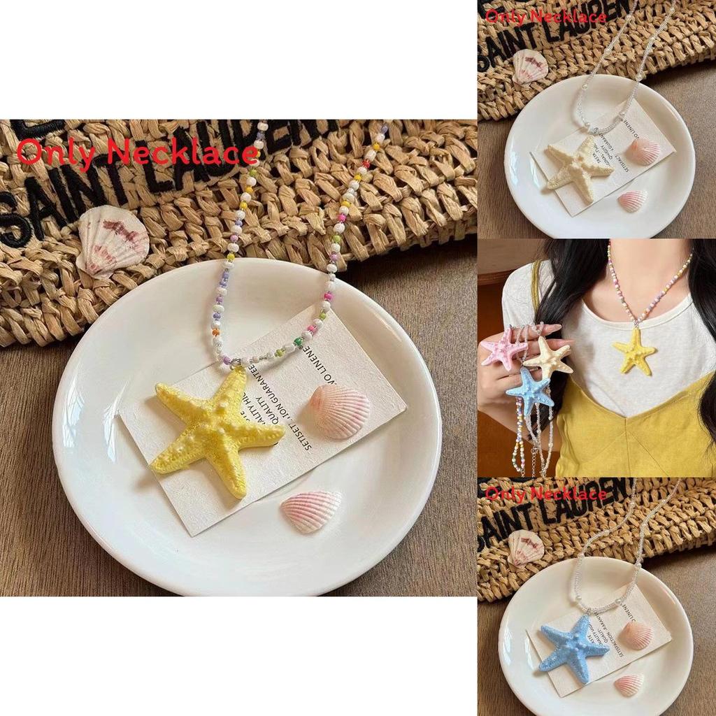Halskette mit Anhänger Seestern aus Resin im Strandstil für Damen Sommerurlaubs-Accessoire