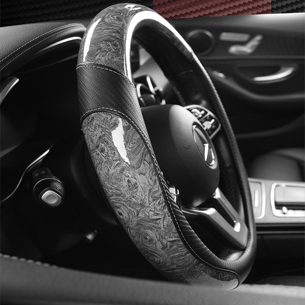 TATACLEA Wood Grain Steering Wheel Wood Grain for Kei Microfiber Excellent Coffee B Cover, Style, Cars, Leather, Non-Slip, Stylish, Breathable,