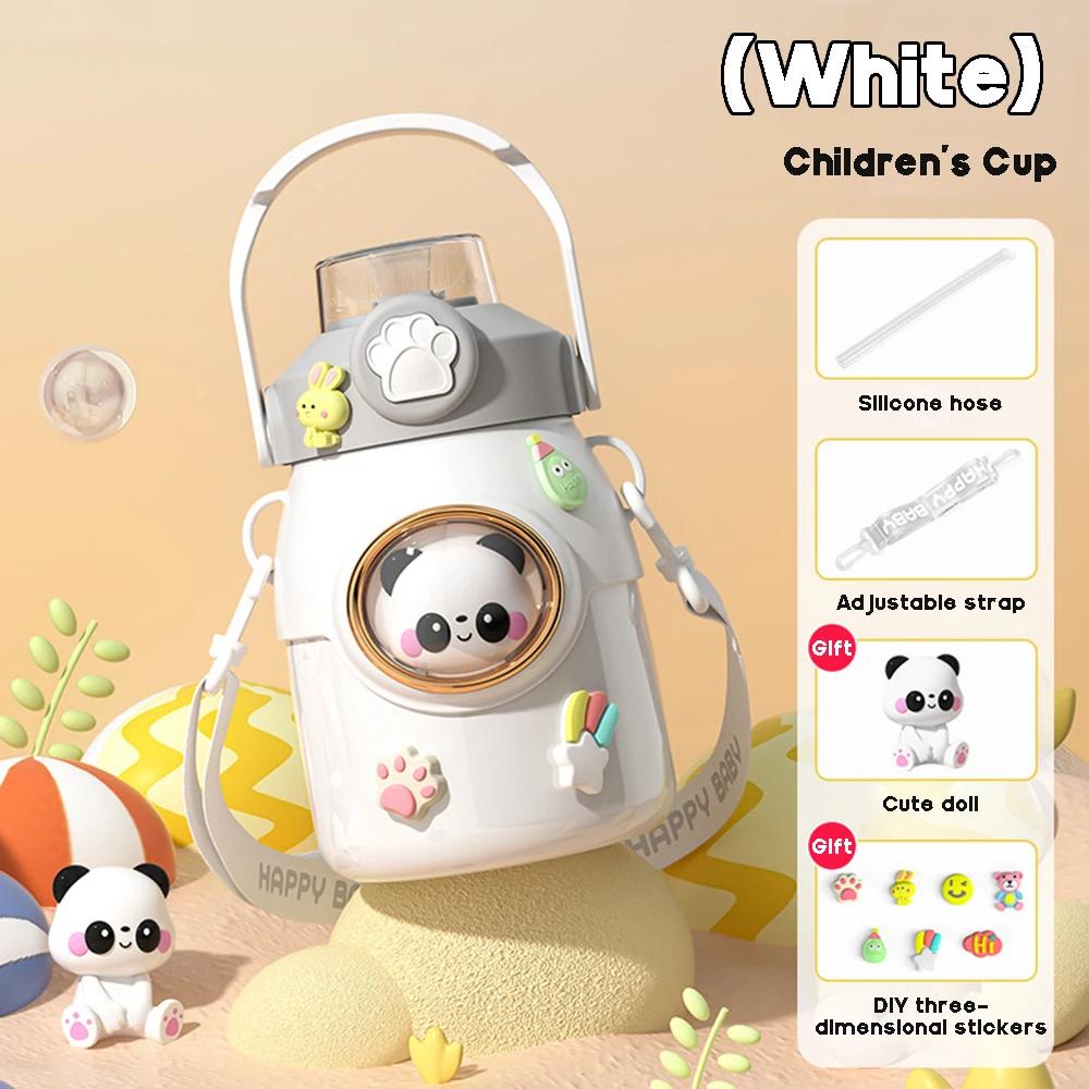 

650ml kids stainless steel insulated water bottle with straw and handle, vacuum thermal flask for school, leakproof children cup 650ML білий