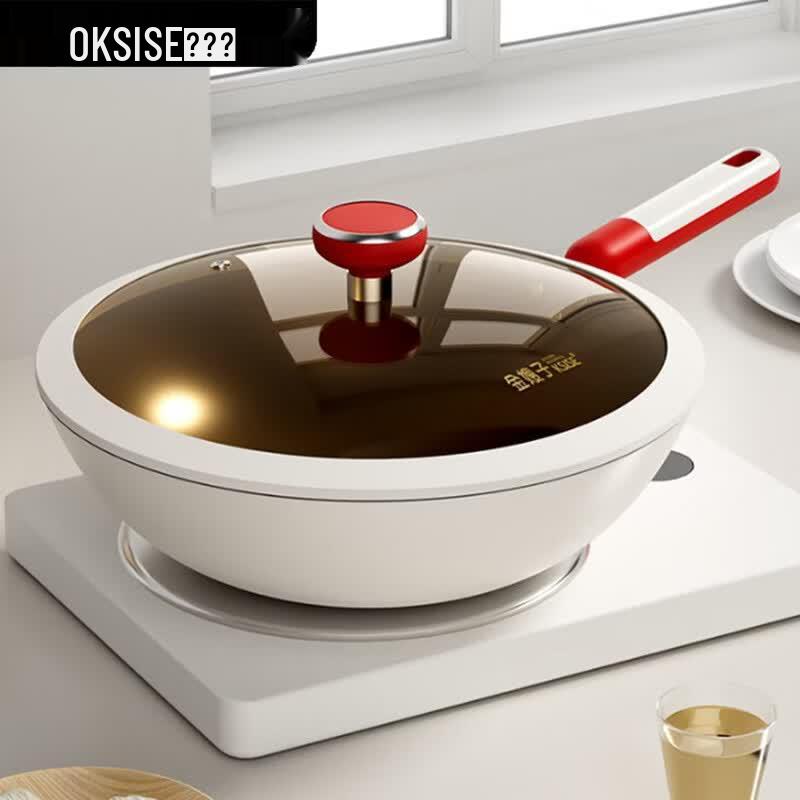KSISE Bright Future 32cm Coating-Free Non-Stick Ceramic Wok