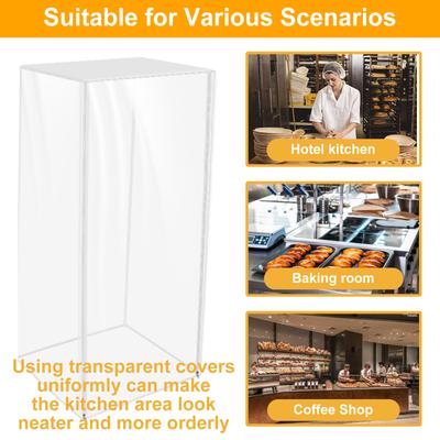 Bread Rack Cover with Zipper Clear Bun Pan Rack Cover PVC Dust Proof Waterproof Pan Sheet Rack Cover Versatile Bakers Rack Cover