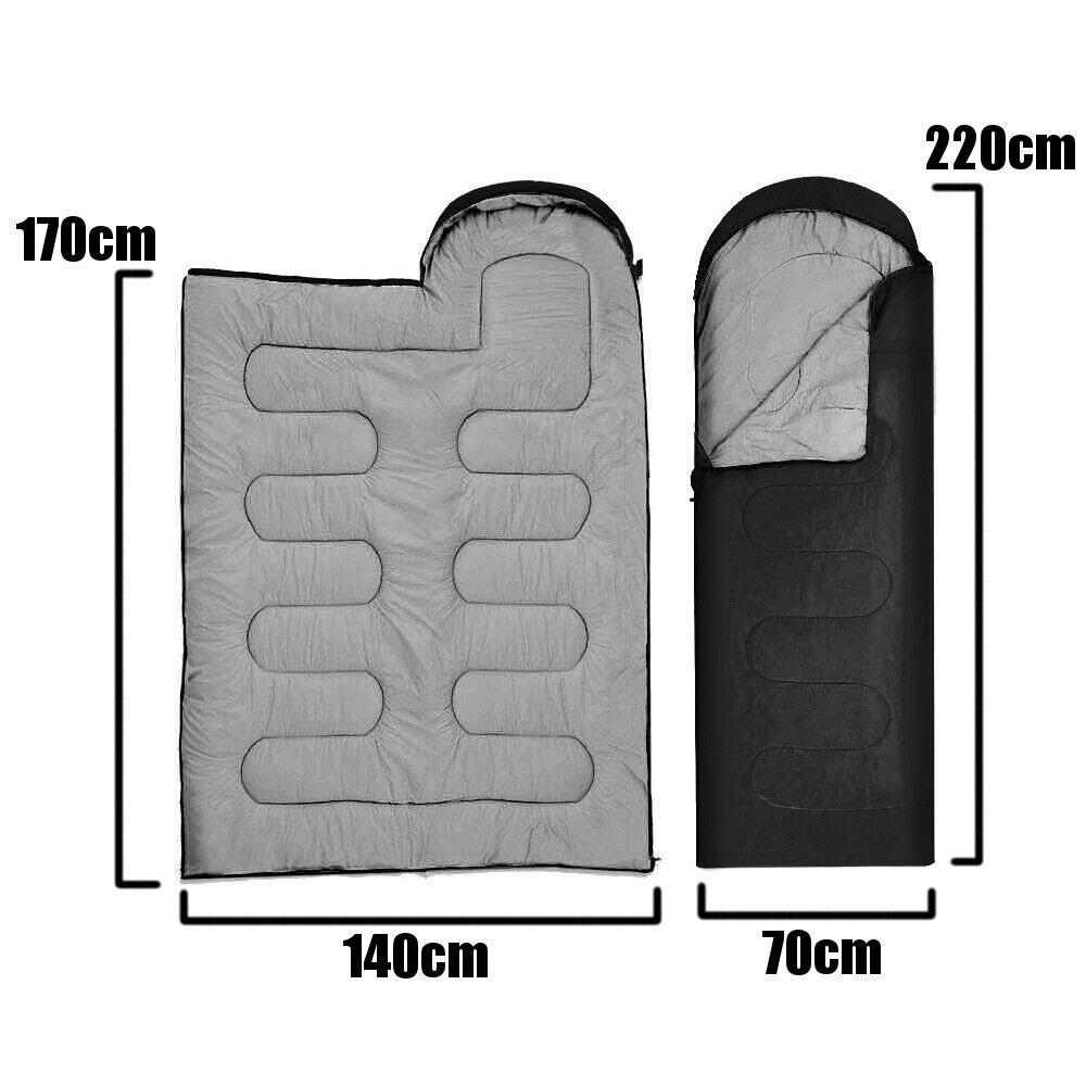 Slaapzak met Capuchon, 2-in-1 Reisdeken, Zwart