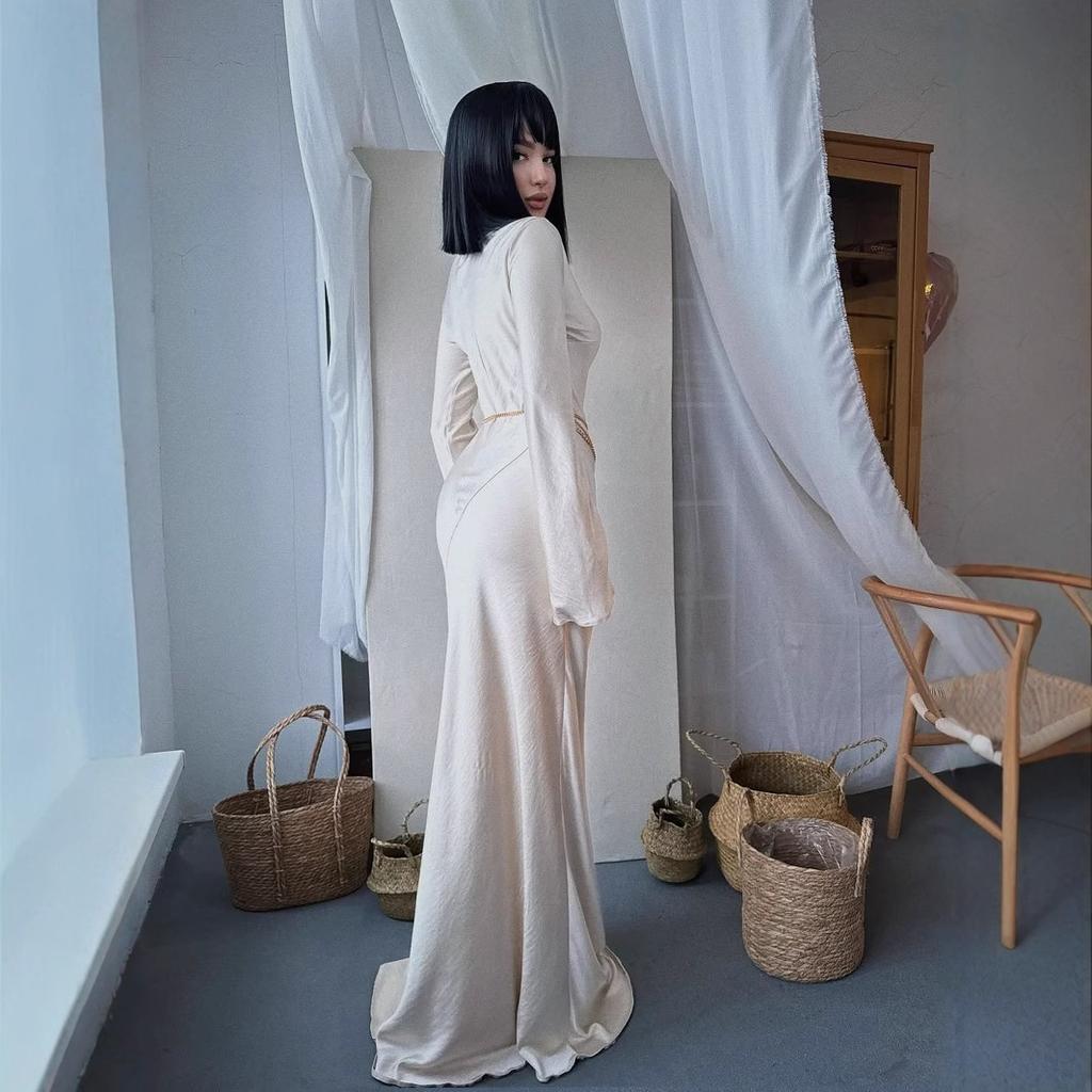 French Temperament Dress European and American Women's Clothing New Fashion Slim Fit and Thin Hip Wrap Step Long Skirt