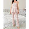 Sweet Floral Maternity Pajamas: European & American Three-Piece Set with Cardigan, Sling Top, and Long Pants for Spring & Autumn
